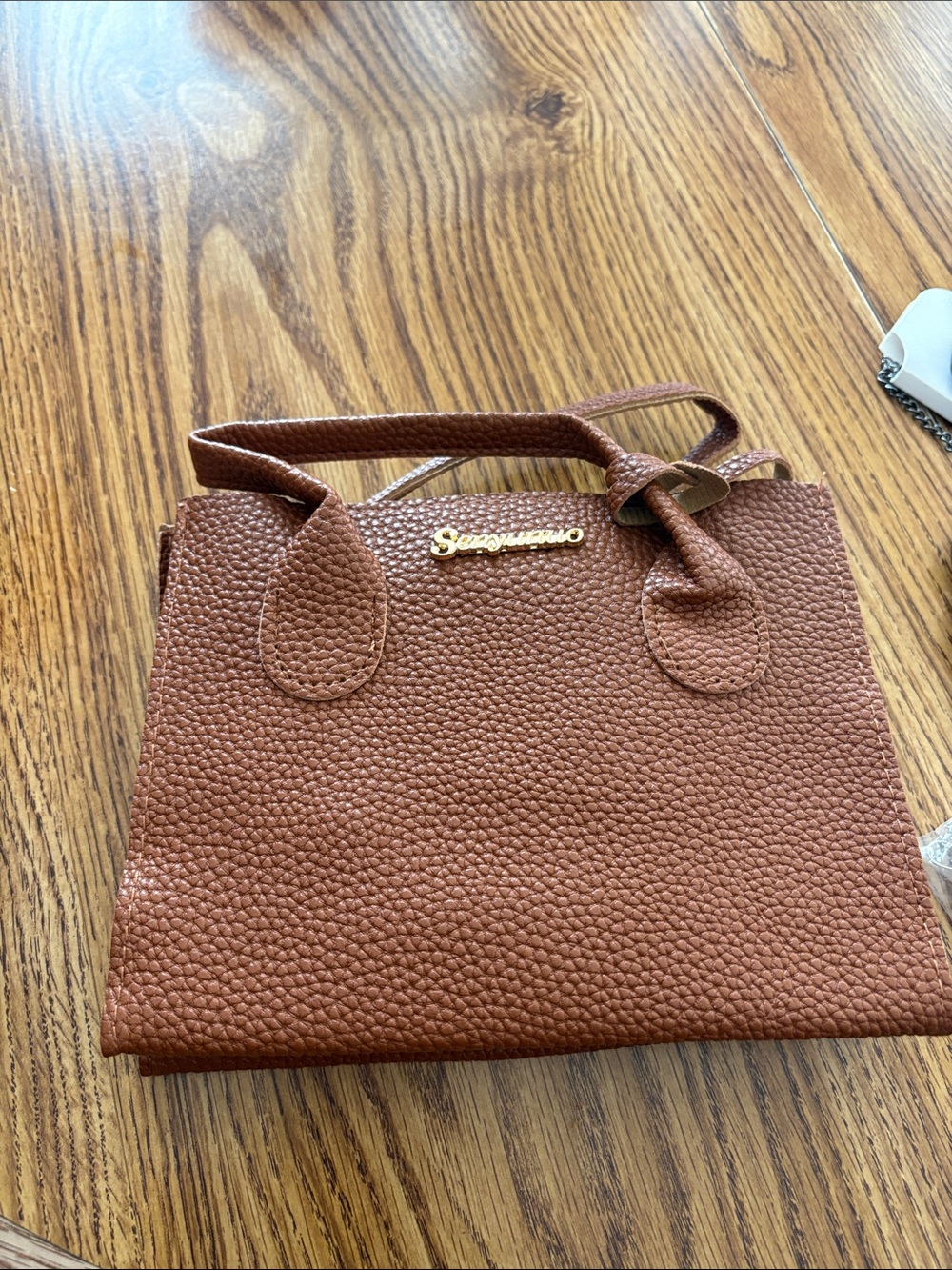 Brown Pebbled Tote Bag